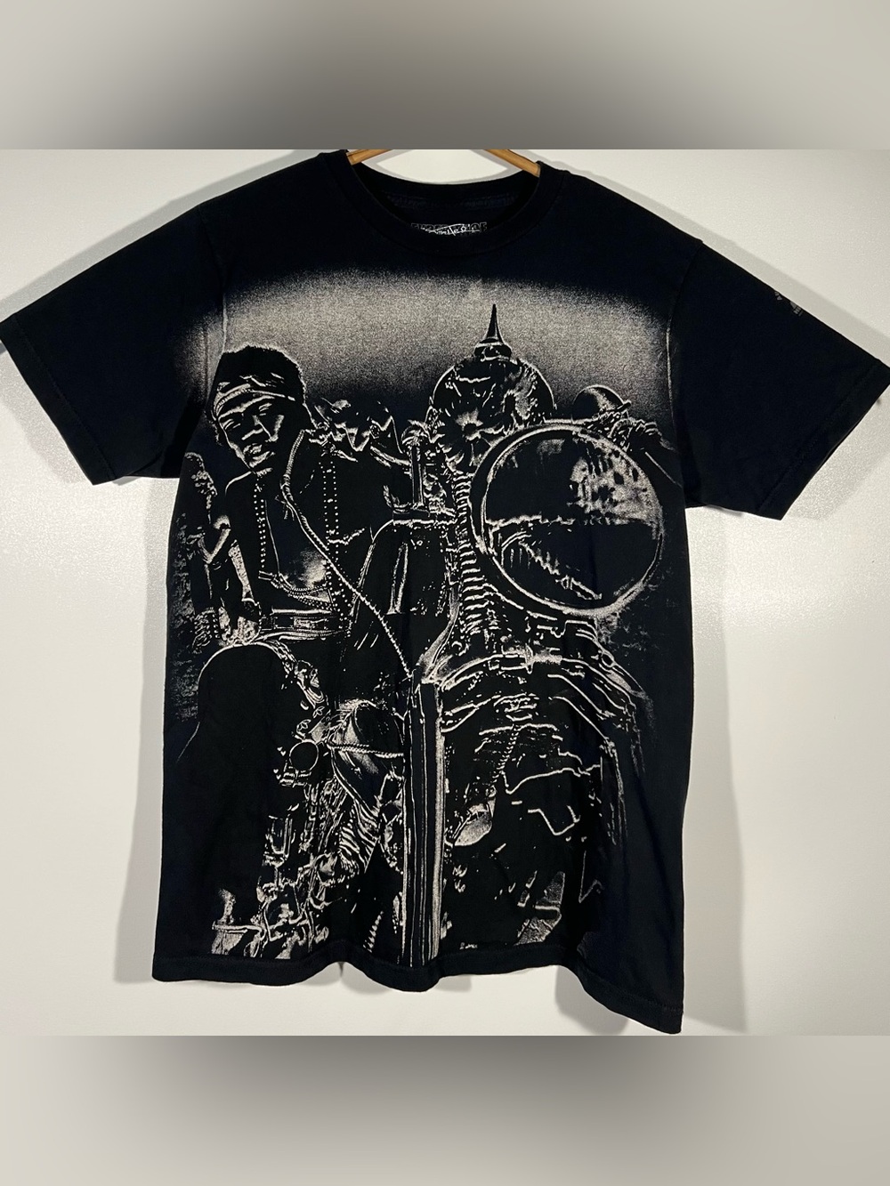VTG 2000s Y2k Jimi Hendrix Motorcycle Printed Portrait Tee Shirt Men’s Sz Large